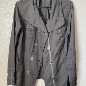 Hurley Women's Grey Lightweight Button-up Peacoat Jacket